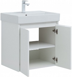 Aquanet Мебель для ванной Nova Lite 60 2 дверцы подвесная белая глянцевая – фотография-7