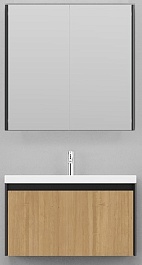 Velvex Тумба с раковиной подвесная Klaufs 90 черная/дерево – фотография-4