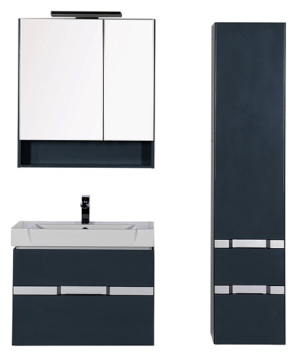 Aquanet Тумба с раковиной Виго 80 сине-серая – картинка-3