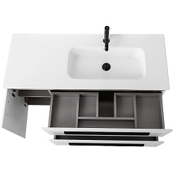 Cezares Тумба с раковиной Eco Cer-N 120-1 R bianco lucido CZR-8095-120-R ручки матовые чёрные – фотография-7