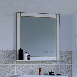 СанТа Мебель для ванной Мадрид 80 белая патина, золото – фотография-5