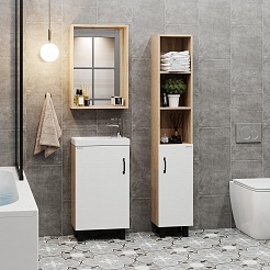 Onika Мебель для ванной Тимбер 45 L белая матовая/дуб сонома – фотография-3