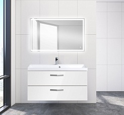 BelBagno Тумба с раковиной AURORA 1000 Bianco Lucido, ручки хром – фотография-2