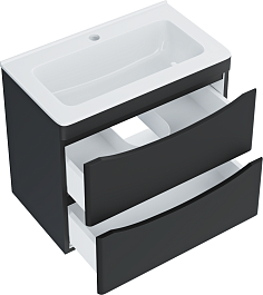 Vivon Тумба под раковину Ostin 60 подвесная черная матовая – фотография-8