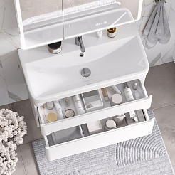 Equil Тумба под раковину Nice 80 2 ящика подвесная белая – фотография-4