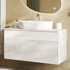 Акватон Мебель для ванной Марбл 100 Одри Round подвесная слэйт/белая матовая – фотография-4