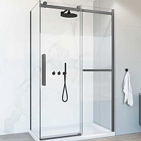 Vincea Душевой уголок Como Soft 120x100 VSR-1CS1012CLGM профиль вороненая сталь стекло прозрачное