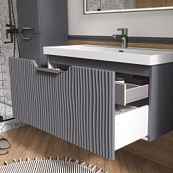 Equil Тумба под раковину Mirage 100 1 ящик подвесная графит софт – фотография-3