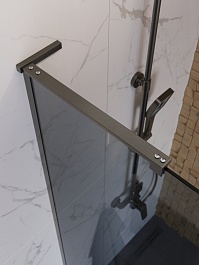 BelBagno Душевая перегородка Uno UNO-L-1-TB-80-GR-GM 80x200 профиль оружейная сталь стекло серое тонированное – фотография-4