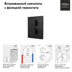 Paini Смеситель для душа Dax-DaxR 84PZ690TH с термостатом, встраиваемый, брашированный чёрный – фотография-5