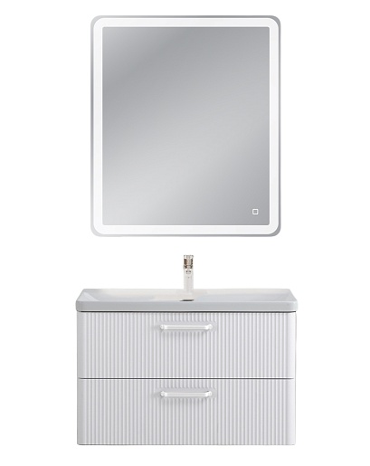 BelBagno Тумба с раковиной Due 80 подвесная Bianco Lucido ручки Белые – фотография-8