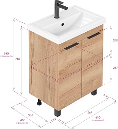 Onika Тумба под раковину Легран 60 дуб галифакс – фотография-5
