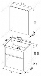 Aquanet Мебель для ванной "Латина 60" 2 ящика (180121) – фотография-2