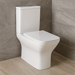 Azario Унитаз-компакт Mari AZ-79143T безободковый с бачком с сиденьем микролифт белый – фотография-2