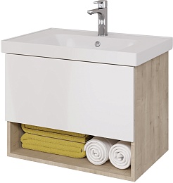 Dreja Мебель для ванной Perfecto 70 подвесная белая/дуб эврика – фотография-11