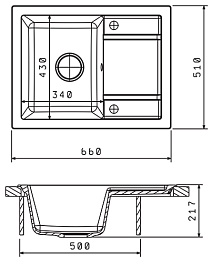 Florentina Мойка гранитная Липси 660 с углубленным крылом бежевый – фотография-2