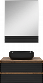 Brevita Мебель для ванной Dakota 80 подвесная дуб галифакс олово/черный кварц – фотография-1