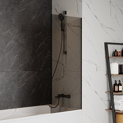 Teymi Шторка на ванну Timo 60x140 профиль черный матовый стекло тонированное – фотография-7