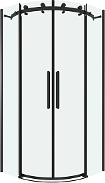 Grossman  Душевой уголок Classic 100x100x195 четверть круга профиль черный матовый стекло прозрачное – фотография-1