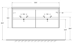 BelBagno Тумба под раковину Kraft 120 подвесная 4 ящика Rovere Nebrasca Nature двойная раковина – фотография-6