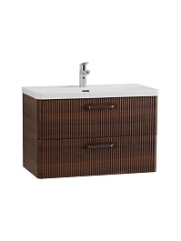 BelBagno Тумба с раковиной Due 80 подвесная Noce ручки Матовый тёмный никель – фотография-7