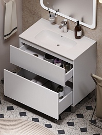 Aquanet Тумба с раковиной Вега 80 Flat белая – фотография-6