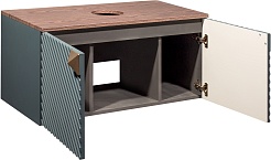 Runo Тумба с раковиной Андорра 85 Tre подвесная зеленый графит/дуб коньячный – фотография-3