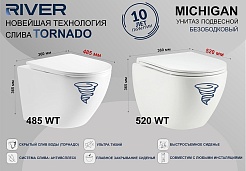 River Унитаз подвесной Michigan 520 MB безободковый черный матовый – фотография-2