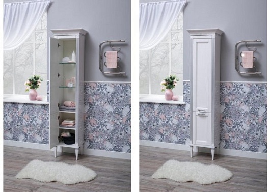 Aquanet Пенал для ванной Селена 40 L белый/серебро – картинка-5