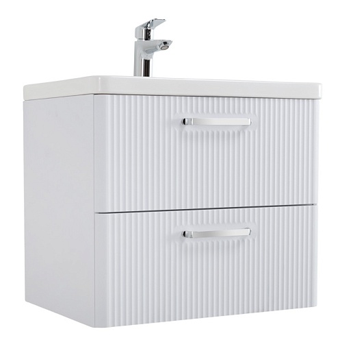 BelBagno Тумба с раковиной Due 60 подвесная Белый металлик ручки Хром полированный – фото-1