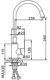 Frap Смеситель для кухни H48 F4448 сатин – фотография-4