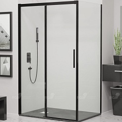 RGW Душевой уголок Leipzig LE-41-1B (LE-12B + Z-060-2B) 180x90 профиль черный стекло прозрачное – фотография-1