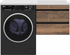 Misty Тумба с раковиной Коломбо 120 R подвесная под стиральную машину дуб галифакс/антрацит – фотография-1