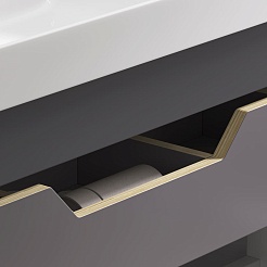 Equil Тумба с раковиной Mirage 60 1 ящик подвесная графит софт – фотография-3