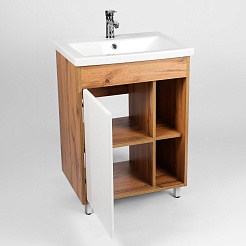 Viant Тумба под раковину Бостон 70 белая/дуб вотан – фотография-4