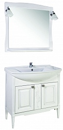 ASB-Woodline Мебель для ванной Модена 85 белая, массив ясеня – фотография-1