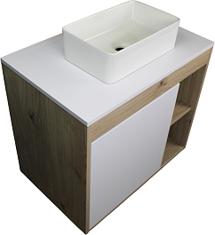 Teymi Тумба с раковиной Nura 80 Helmi Mini 38 подвесная дуб/белый – фотография-1