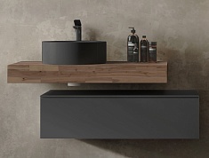Jorno Тумба с раковиной Modulare 100 подвесная антрацит столешница трюфель