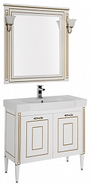 Aquanet Мебель для ванной Паола 90 Домино, белая/патина золото (186382) – фотография-1