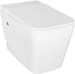 Azario Унитаз приставной AZ101 импульсный безободковый с сиденьем микролифт белый – фотография-1