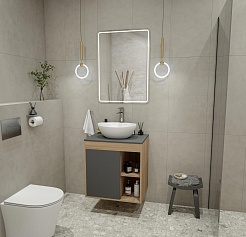 Teymi Тумба с раковиной Nura 60 дуб эврика/графит матовый T60529 раковина T50505 – фотография-2