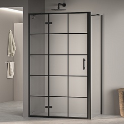 RGW Душевой уголок Passage PA-77B L (PA-07B L + Z-050-2B + держатель O-204B) 120x100 L профиль черный стекло прозрачное с рисунком – фотография-2