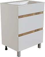 Mixline Тумба с раковиной Брикс 50 2 ящика белая/дуб вотан