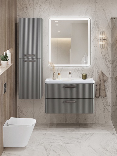 BelBagno Тумба с раковиной Due 80 подвесная Сатин ручки Сатиновый никель – фотография-6