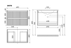 Sancos Тумба с раковиной Snob T 70 beige soft раковина Element CN7007MB 71 – фотография-5