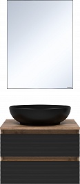 Brevita Мебель для ванной Dakota 60 подвесная дуб галифакс олово/черный кварц – фотография-1