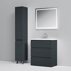 Am.Pm Мебель для ванной Gem S 75 графит матовый, напольная, с 3 ящиками – фотография-5