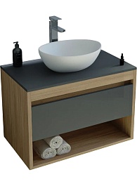 Teymi Тумба с раковиной Ritta 65 дуб эврика/графит матовый подвесная T60524 раковина T50505 – фотография-1