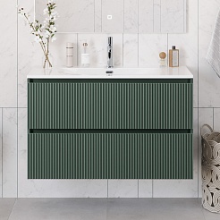 BelBagno Тумба с раковиной Uno 100 подвесная Еловый матовый с раковиной BB-8099-100 – фотография-14