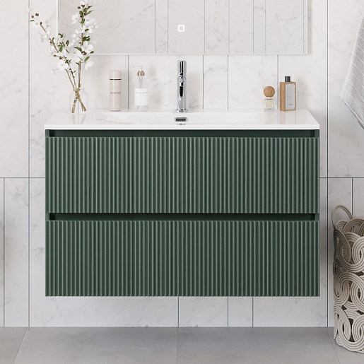 BelBagno Тумба с раковиной Uno 100 подвесная Еловый матовый с раковиной BB-8099-100 – фотография-14